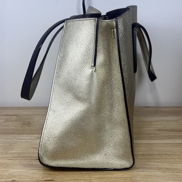 Coach Charlie Carryall Gold Metallic Leather Shoulder Bag 31037 - Picture 4 of 14